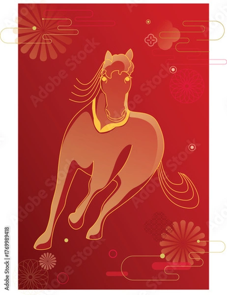 Fototapeta Year of the Horse in the Lunar New Year vector illustration