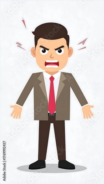 Obraz Cartoon depiction of an enraged businessman with arms outstretched