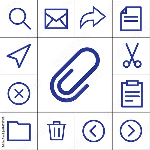 Fototapeta mail application software development required icons set, isolated flat vector 