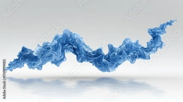 Fototapeta Abstract Blue Cloud Formation Floating Against White Background.