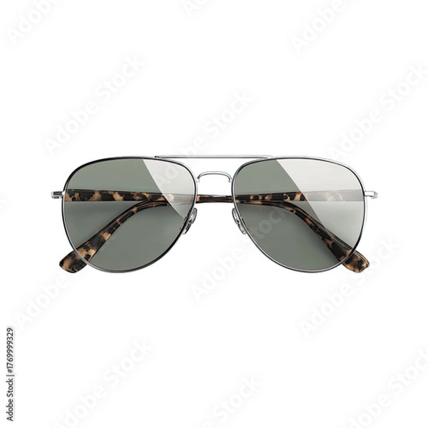 Fototapeta Aviator sunglasses with silver frame & tortoise accents on black
