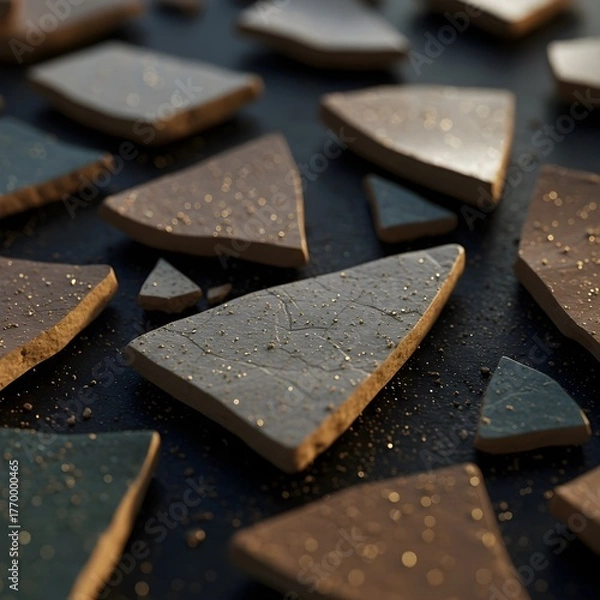 Obraz Broken Clay Fragments with Warm Lighting