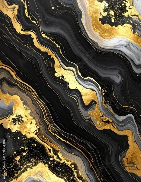 Fototapeta Abstract Gold and Black Marble Texture Background for Luxurious Design.