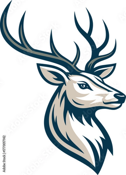 Obraz unique deer circular logo design icon, deer head circular icon, geometric deer logo concept, rain deer illustration