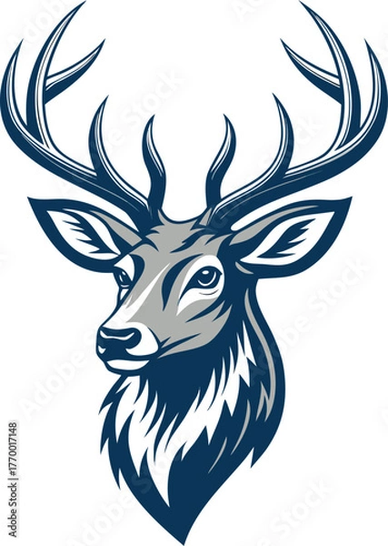 Obraz unique deer circular logo design icon, deer head circular icon, geometric deer logo concept, rain deer illustration