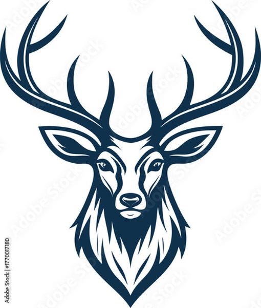 Obraz unique deer circular logo design icon, deer head circular icon, geometric deer logo concept, rain deer illustration