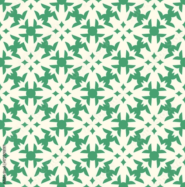 Obraz Bold Geometric Seamless Pattern with Repeating Green Interlocking Star Shapes