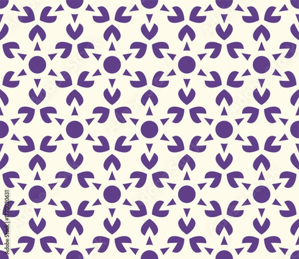 Obraz Purple Flower Pattern Repetitive Design on Beige Background, Abstract Vector Shape