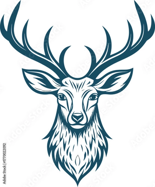 Obraz unique deer circular logo design icon, deer head circular icon, geometric deer logo concept, rain deer illustration