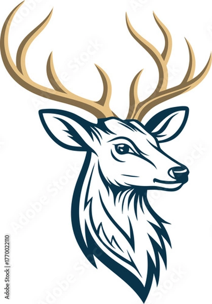 Obraz unique deer circular logo design icon, deer head circular icon, geometric deer logo concept, rain deer illustration