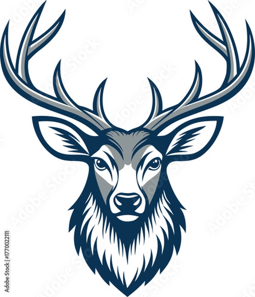 Obraz unique deer circular logo design icon, deer head circular icon, geometric deer logo concept, rain deer illustration