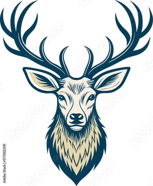 Obraz unique deer circular logo design icon, deer head circular icon, geometric deer logo concept, rain deer illustration