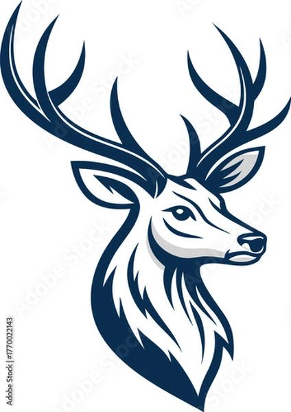 Obraz unique deer circular logo design icon, deer head circular icon, geometric deer logo concept, rain deer illustration