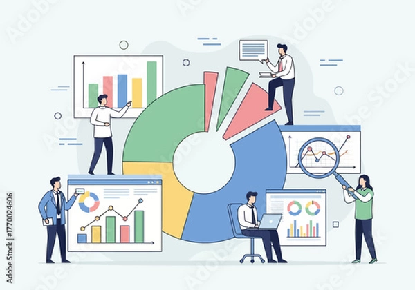 Fototapeta Data Analysis Team Working on Business Growth Charts.