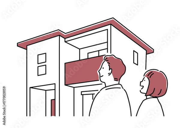 Obraz 完成現場に足を運ぶ夫婦_単色