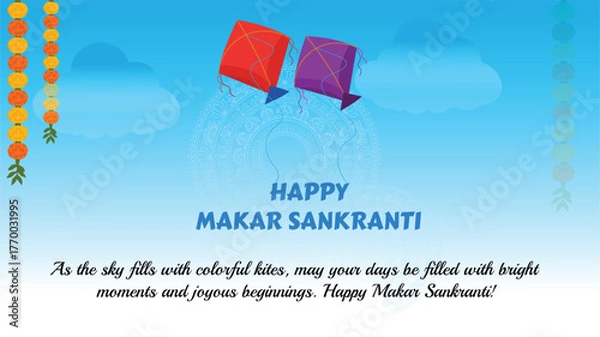 Fototapeta Happy Makar Sankranti Kite Festival Background