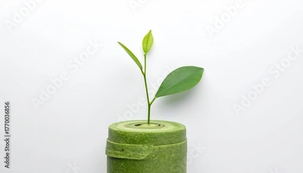 Fototapeta Green Sprout Emerging from Bamboo - A Symbol of Growth and Sustainability.