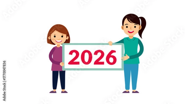 Fototapeta Mother and daughter hold number 2026 new year