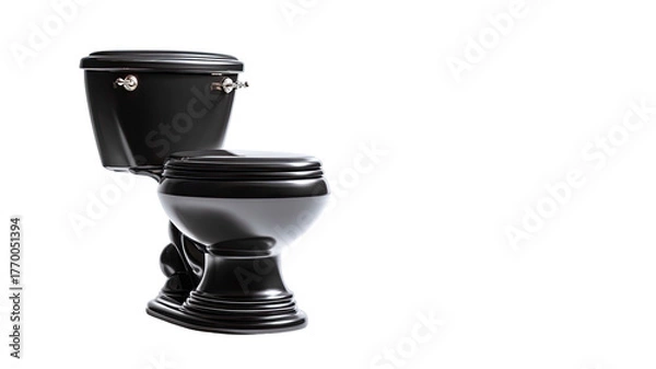 Obraz Black toilet on black, classic design, porcelain fixture, angled view
