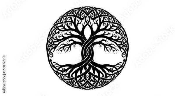 Fototapeta Intricate Celtic Tree of Life Symbol with Ornate Knotwork Design, Representing Harmony and Eternity