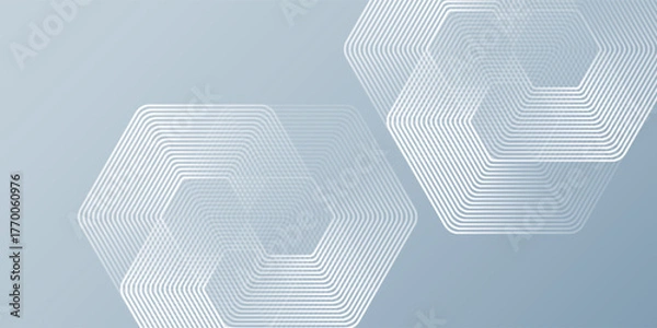 Fototapeta Vector hexagon lines on gray background. Geometric stripe line abstract modern