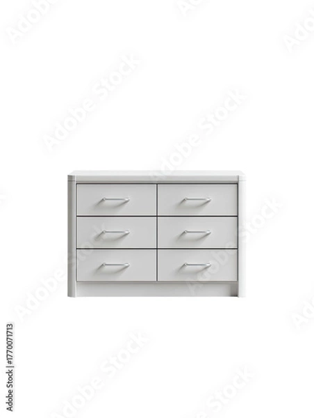 Obraz White dresser with six drawers against a solid dark background