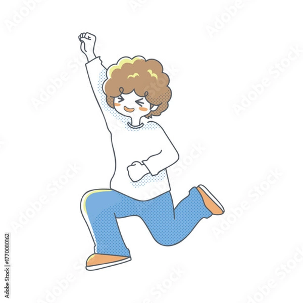Obraz 飛び跳ねて喜ぶ男性のイラスト【人物のみ】