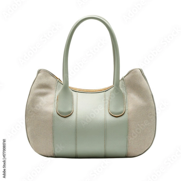 Fototapeta Mint & cream handbag, rounded shape, light-toned handles & accents