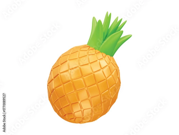 Fototapeta Pineapple icon 3d rendering illustration