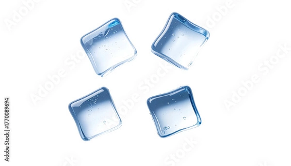 Obraz Four clear, transparent ice cubes on solid black background