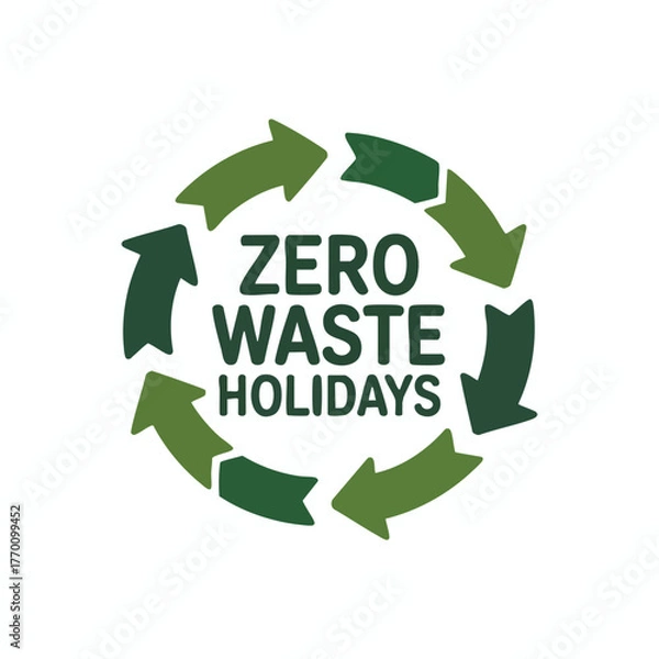 Fototapeta Zero Waste Holidays Eco Christmas Typography Badge Flat Vector Design