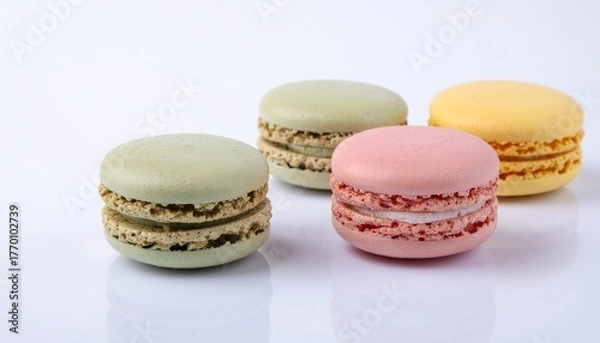 Obraz Pastel Macarons Stack on Clean White Background