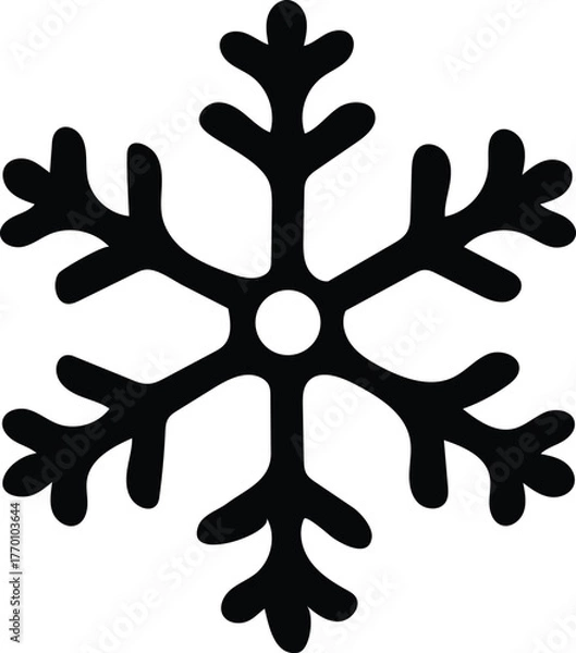 Obraz Minimalist Black Snowflake Icon on White Background