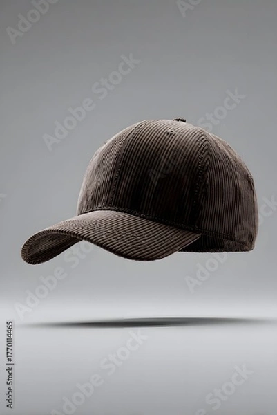Fototapeta brown corduroy baseball cap isolated on gray background