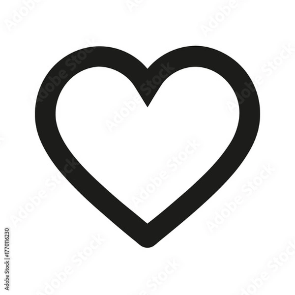 Fototapeta Simple heart like silhouette vector clean romantic love symbol design art on white background