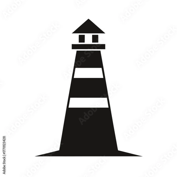 Fototapeta Simple lighthouse beam silhouette vector icon on white background for navigation and coast