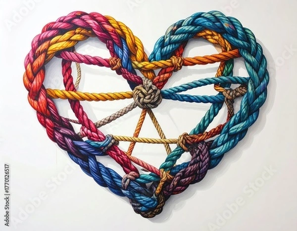 Fototapeta Colorful heart-shaped rope art