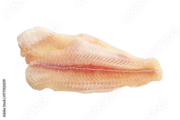 Fototapeta Fresh raw pangasius dory fish fillet isolated on a transparent background
