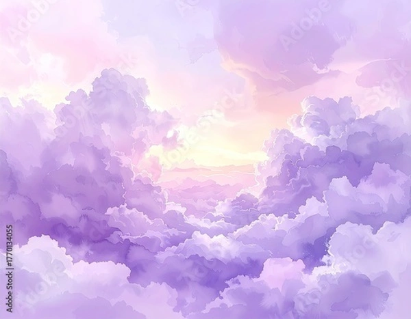 Obraz Pastel cloudscape, soft sunset hues