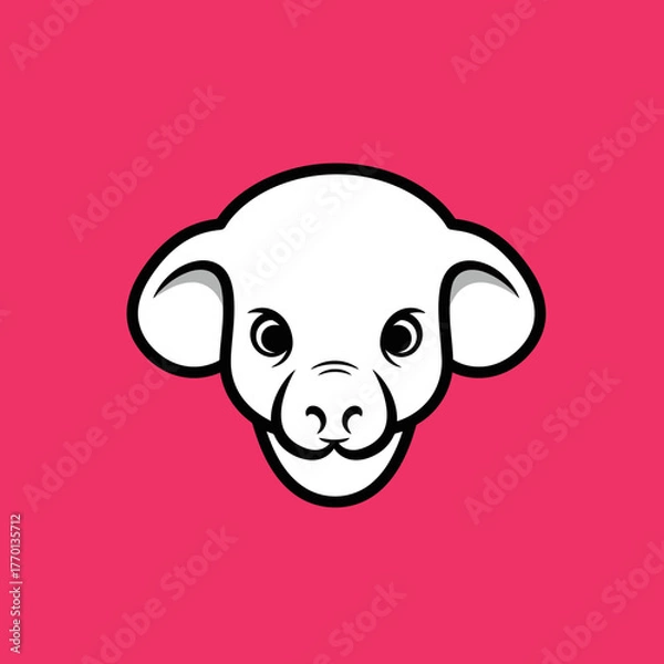 Fototapeta Adorable puppy face illustration against a playful pink background in vector format
