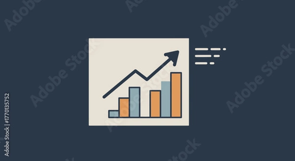Fototapeta Bar Chart with Upward Trending Arrow Illustrating Business Growth and Success
