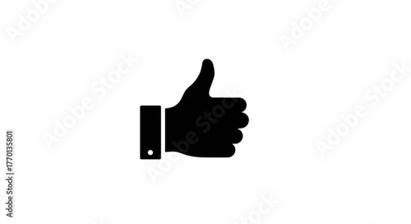 Fototapeta Black and White Thumbs Up Icon, Demonstrating Approval and Positive Feedback