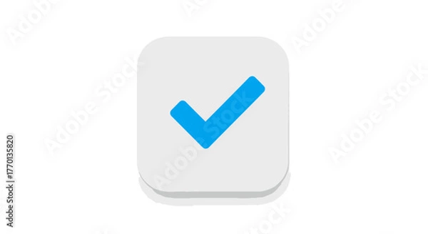 Fototapeta Blue check mark on white rounded square representing approval and completion