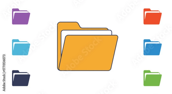 Fototapeta Colorful Folder Icons for File Management and Data Organization with Efficient Design