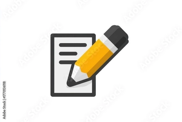 Fototapeta Simple icon of a pencil writing on paper