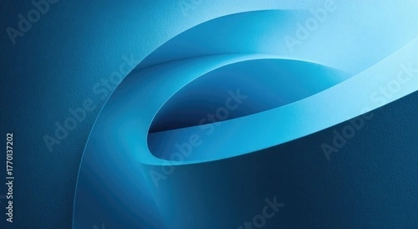 Obraz Abstract swirling blue forms, gradient shading, smooth curves