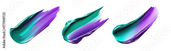 Fototapeta Paint swatches set, gradient from emerald to purple color. Isolated element with clear even edge on transparent background