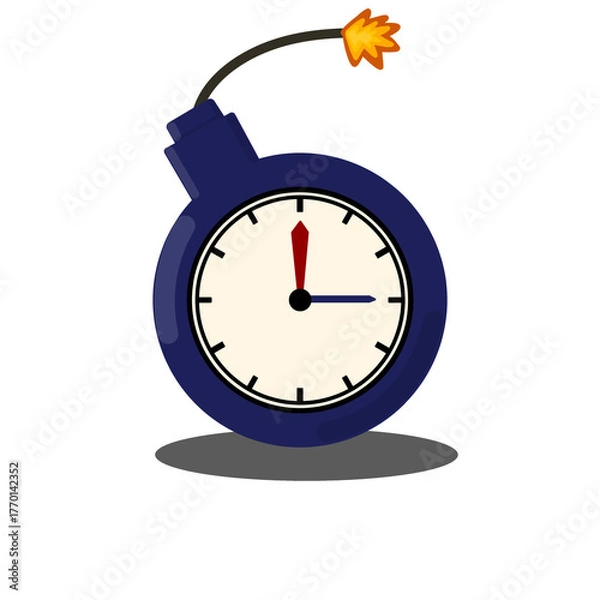 Fototapeta Time bomb deadline concept on transparent background. Urgent explosion countdown symbol. Stress and pressure metaphor.