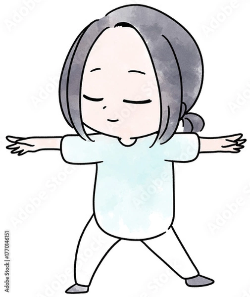 Obraz ヨガをする女性の水彩イラスト
