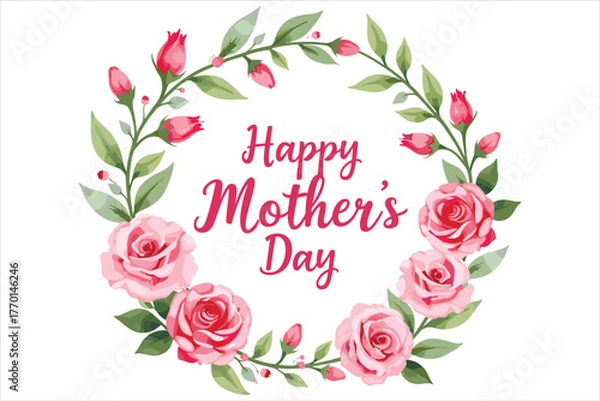Fototapeta Elegant Happy Mother’s Day design with a rose frame,